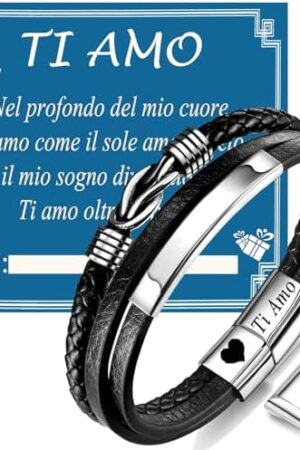 Regalo per lui Bracciale con incisione Ti Amo