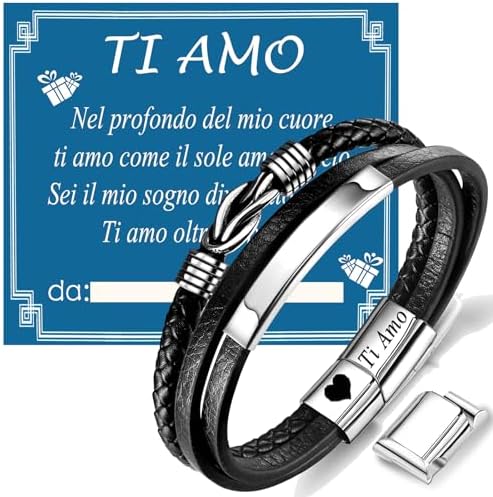 Regalo per lui Bracciale con incisione Ti Amo